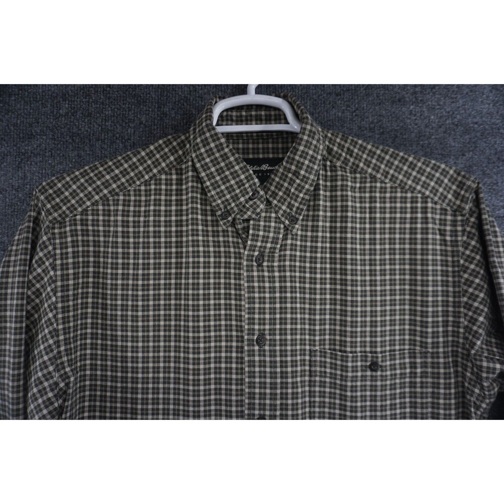 Eddie Bauer Shirt Mens Small Plaid Button Down Oxford Long Sleeve
